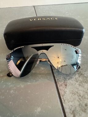 Versace Mirrored Silver Aviator Sunglasses